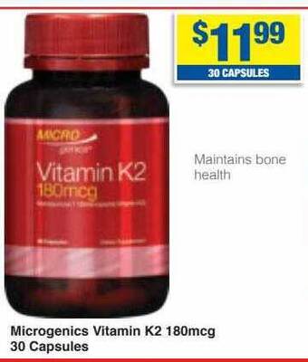 My Chemist Microgenics vitamin k2 180mcg 30 capsules offer