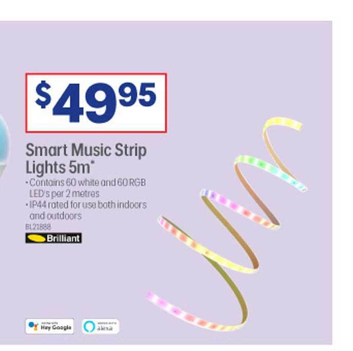 Smart music strip lights 5m offer at Officeworks