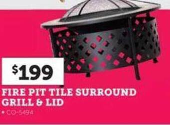 Stratco Fire pit tile surround grill & lid offer