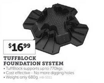 Stratco Tuffblock foundation system offer