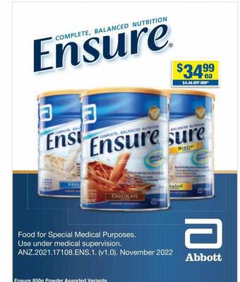My Chemist Ensure 850g powder assorted variants offer
