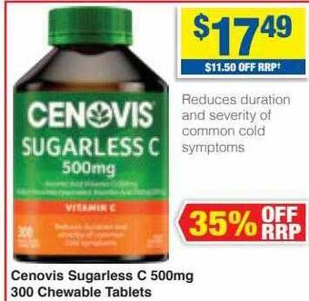 My Chemist Cenovis sugarless c 500mg 300 chewable tablets offer