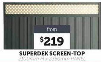 Stratco Superdek screen-top offer