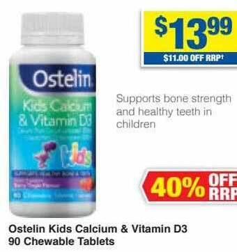 My Chemist Ostelin kids calcium & vitamin d3 90 chewable tablets offer