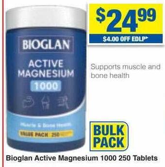 My Chemist Bioglan active magnesium 1000 250 tablets offer