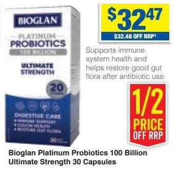 My Chemist Bioglan platinum probiotics 100 billion ultimate strength 30 capsules offer
