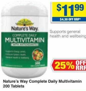My Chemist Nature's way complete daily multivitamin 200 tablets offer