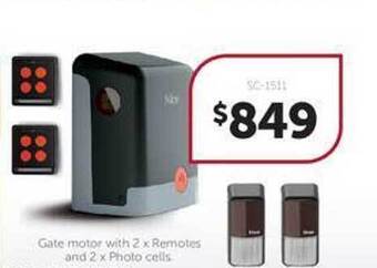 Stratco Gate motor with 2 x remotes and 2 x photo cells offer