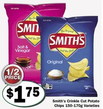 Friendly Grocer Smith's Crinkle Cut Potato 150-170g offer