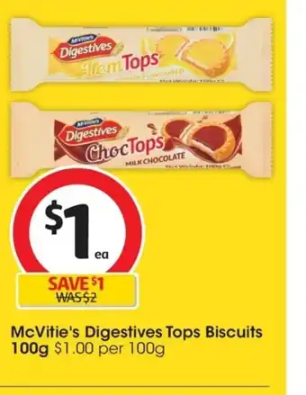 Coles McVitie's Digestive Tops Biscuits 100g offer