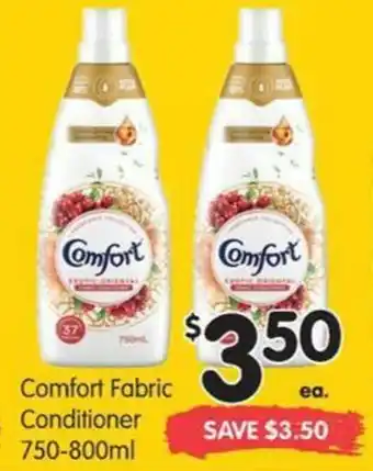 Spar Comfort Fabric Conditioner 750-800ml offer