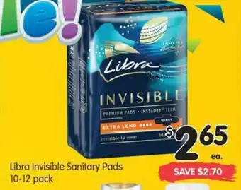 Spar Libra Invisible Sanitary Pads 10-12 pack offer