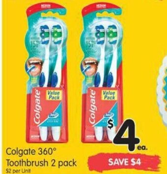 Spar Colgate 360 Toothbrush 2 pack offer