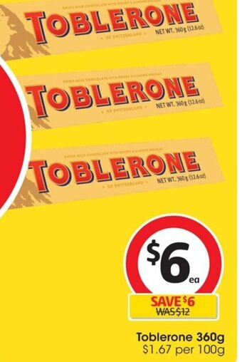 Coles Toblerone 360g offer