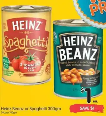 Spar Heinz Beanz or Spaghetti 300gm offer