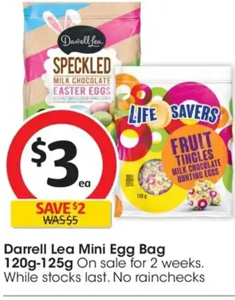 Coles Darrell Lea Mini Egg Bag 120g-125g offer