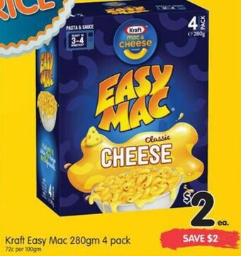 Spar Kraft Easy Mac 280gm 4 pack offer