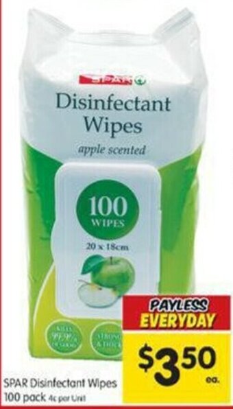 Spar Disinfectant Wipes 100 pack offer