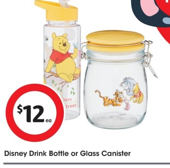 Disney Drink Bottle or Glass Canister offer at Coles
