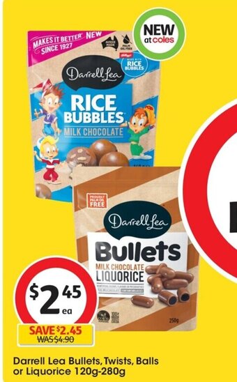Coles Darrell Lea Bullets, Twists, Balls or Liquorice 120g-280g offer