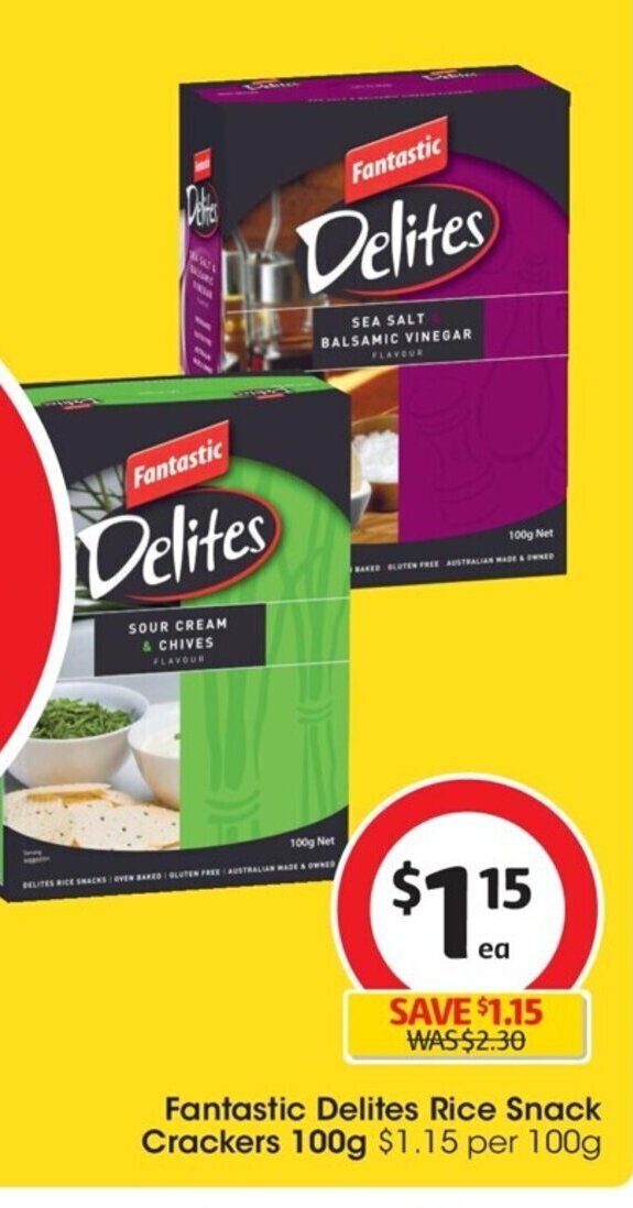 Fantastic Delites Rice Snack Crackers 100g offer at Coles