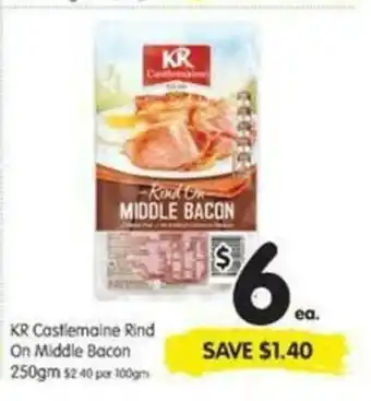 KR Castlemaine Rind On Middle Bacon 250mg