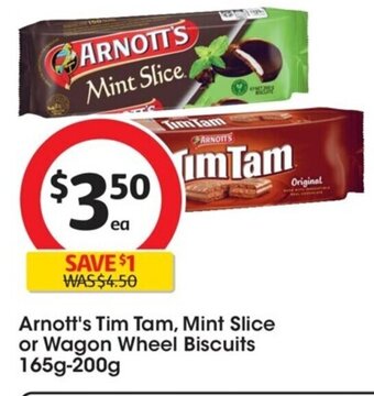 Arnott's Tim Tam, Mint Slice or Wagon Wheel Biscuits 165g-200g