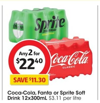 Coles Coca-Cola, Fanta or Sprite Soft Drink 12 x 300ml offer