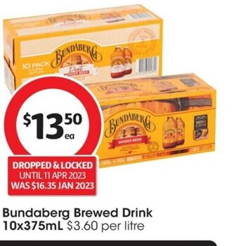 Coles Bundaberg Brewed Drink 10x375ml offer