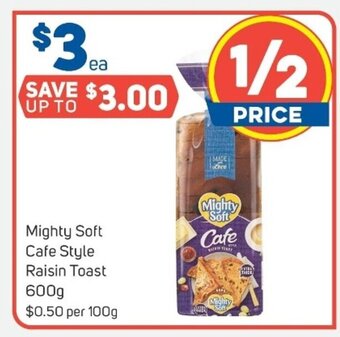 Foodland Mighty Soft Cafe Style Raisin Toast 600g offer