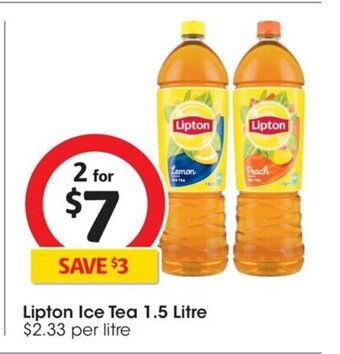 Coles Lipton Ice Tea 1.5 Litre offer