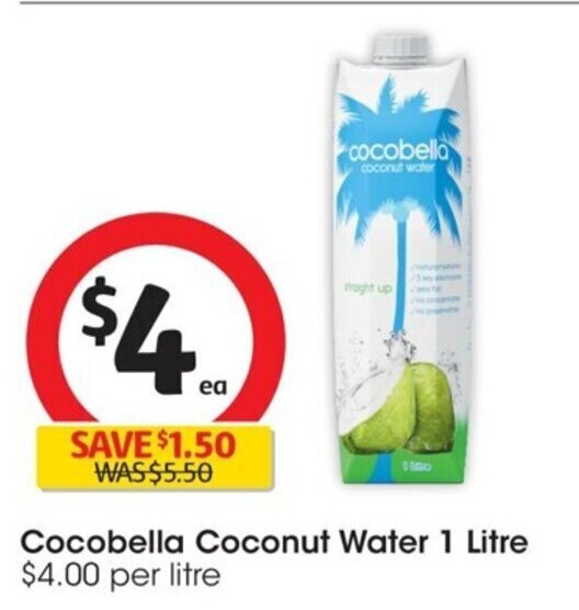 Cocobella Coconut Water 1 Litre offer at Coles