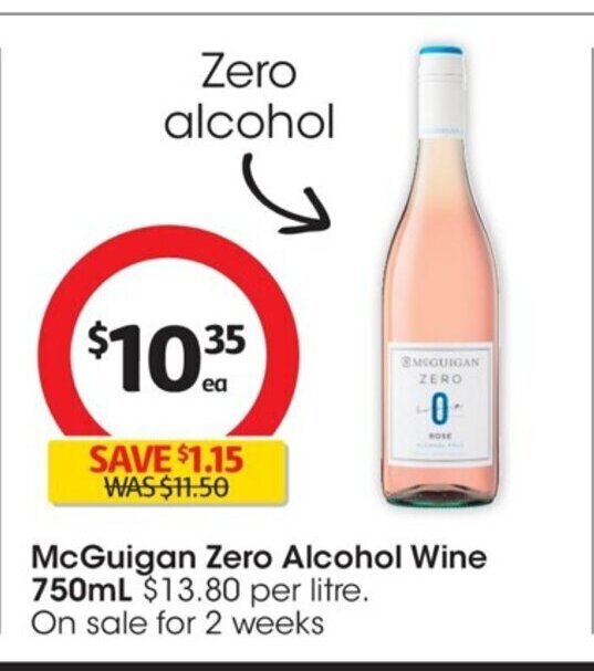 McGuigan Zero Alcohol 750ml offer at Coles