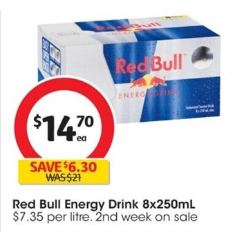 Coles Red Bull Energy Drink 8x250ml offer