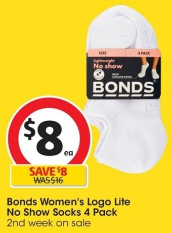 Coles Bonds Women's Logo Lite No Show Socks 4 Pack offer