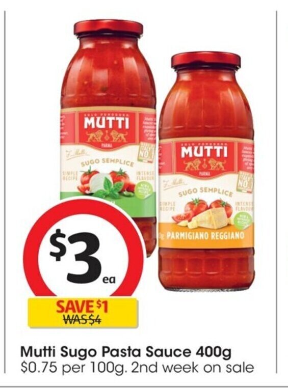 Mutti Sugo Pasta Sauce 400g offer at Coles
