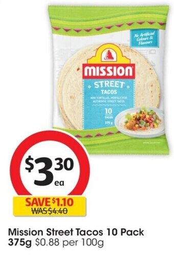 Coles Mission Street Tacos 10 Pack 375g offer
