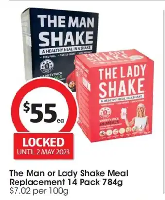 Coles The Man or Lady Shake Meal Replacement 14 Pack 784g offer