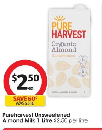 Coles Pureharvest Unsweetened Almond Milk 1 Litre offer