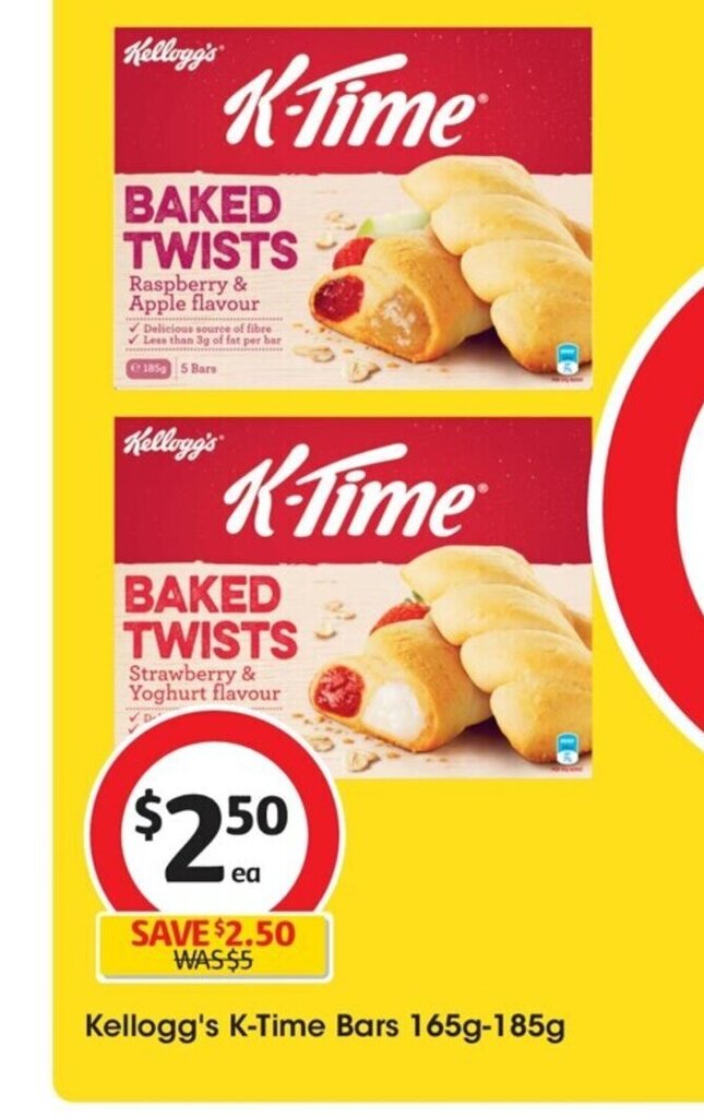 Kellogg's KTime Bars 165g185g offer at Coles