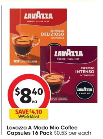 Coles Lavazza A Modo Mio Coffee Capsules 16 Pack offer