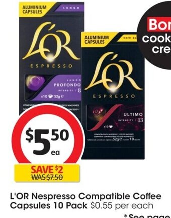 Coles L'Or Nespresso Compatible Coffee Capsules 10 Pack offer