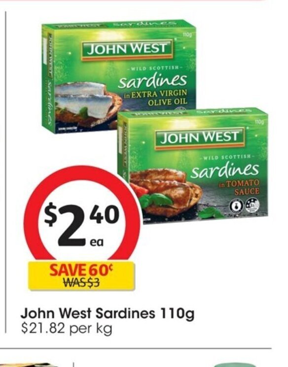 John West Sardines 110g offer at Coles