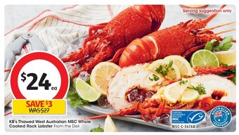Coles KB's Thawed West Australian MSC Whole Cooked Rock Lobster offer