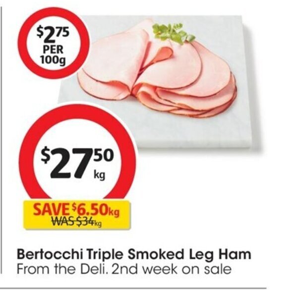 Bertocchi Triple Smoked Leg Ham offer at Coles