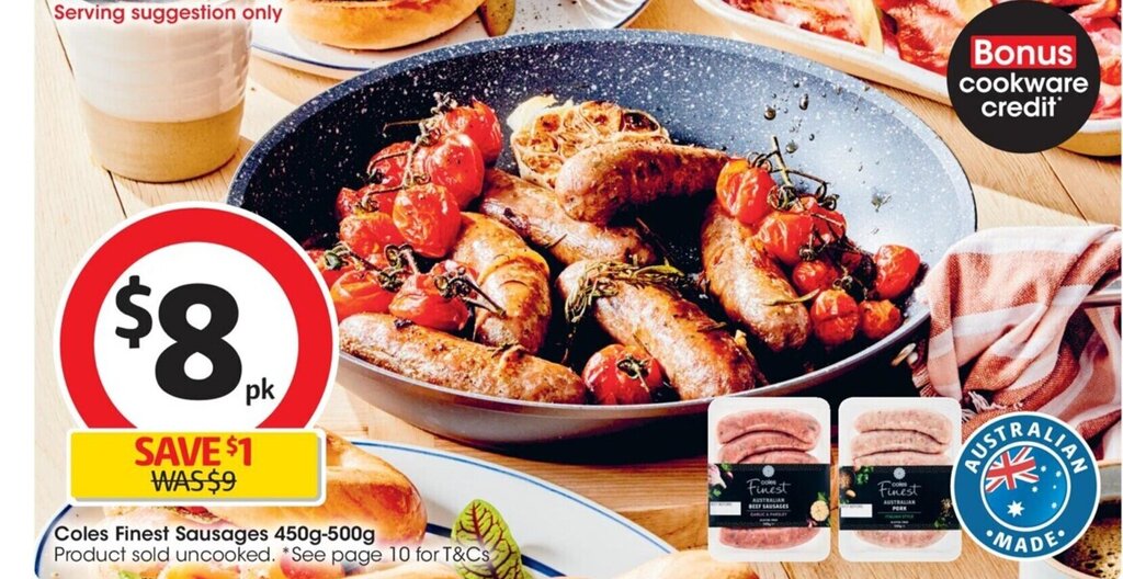 Coles Finest Sausages 450g500g offer at Coles