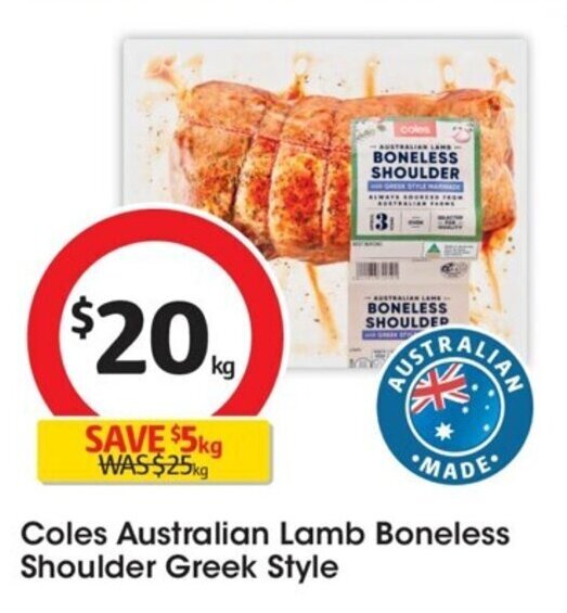 Coles Australian Lamb Boneless Shoulder Greek Style offer at Coles