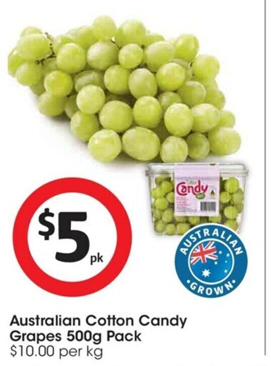 Australian Cotton Candy Grapes 500g Pack offer at Coles