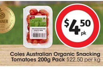 Coles Australian Organic Snacking Tomatoes 200g Pack