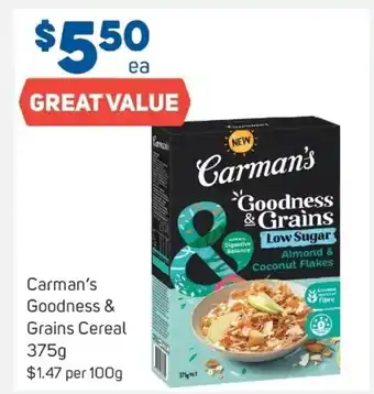 Foodland Carman's Goodness & Grains Cereal 375g offer